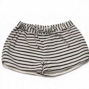 J.Crew Linen Blend Navy Stripe Drawstring Shorts XS Elastic Waist Summer